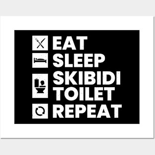 Eat Sleep Skibidi Toilet Repeat - Skibidi Toilet Meme Posters and Art